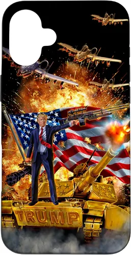 Vista 23 de iPhone 16 Presidente Donald Trump monta una funda dorada