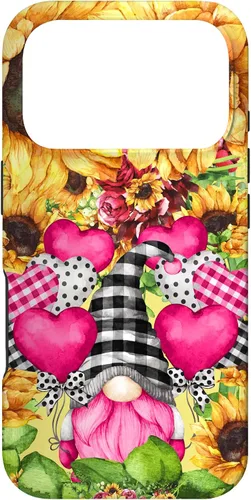 Vista 30 de Cute Sunflower Pattern for Women Pink Valentines Gnome Case for iPhone 17