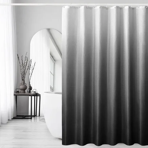 Vista 25 de Gibelle Cortina de Ducha Pequeña para Cabina 36 x 72 pulgadas, Cortina de Ducha de Tela Texturizada de Tejido Gofre Medio Estrecho para Baño, Beige
