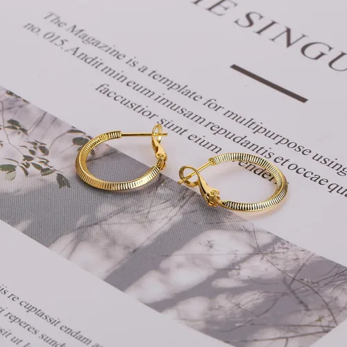 Vista 6 de Zaano Aretes de aro chapados en oro de 14 quilates para mujeres y niñas con poste de plata de ley 925 (aro cuadrado grueso grueso grande y pequeño)