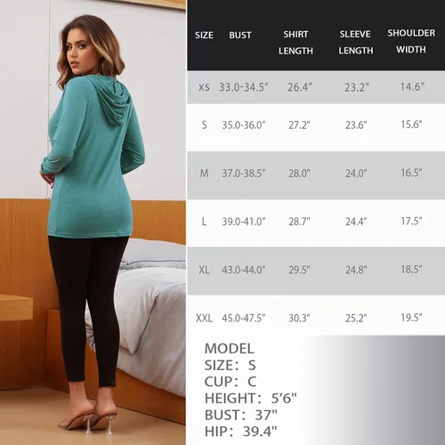 Vista 201 de GINKANA Sudadera con capucha para mujer, manga larga, lactancia materna, ropa casual