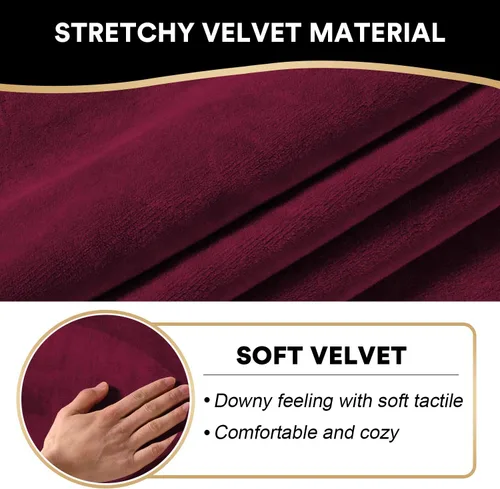 Vista 3 de PrinceDeco Funda para silla reclinable, fundas elásticas de terciopelo para sofá reclinable, estilo de 4 piezas, fundas para sillas reclinables