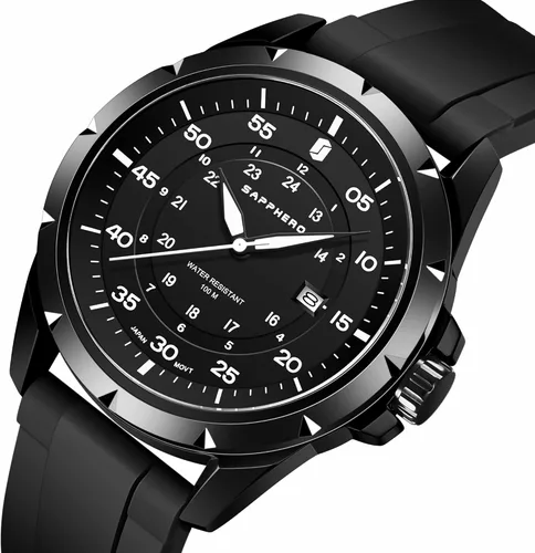 Vista 4 de SAPPHERO Mens Wrist Watch 10ATM Waterproof Watches for Men Japanese Quartz Stainless SteelSilicone Band Strap Date Luminous Sport Casual Business