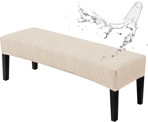 Vista 13 de Genina Fundas impermeables para banco de comedor, protector de asiento de banco de jacquard elástico, funda de banco rectangular para dormitorios