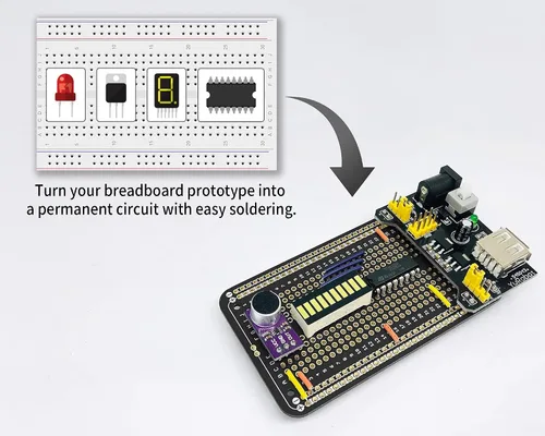 Vista 2 de ElectroCookie Placa de prototipo PCB soldable para electrónica de bricolaje, compatible con proyectos de soldadura Mini Arduino, chapado en oro