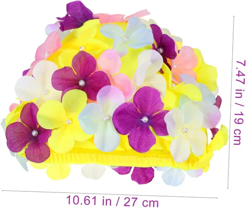 Vista 2 de VANZACK Gorros de ducha para mujer, gorro de natación con flores, gorro de natación floral, gorro de natación para mujer