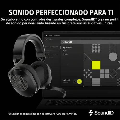 Vista 3 de [Usado] Corsair HS65 - Auriculares inalámbricos multiplataforma para juegos con Bluetooth - Audio Dolby 7.1 - Micrófono omnidireccional - Compatible