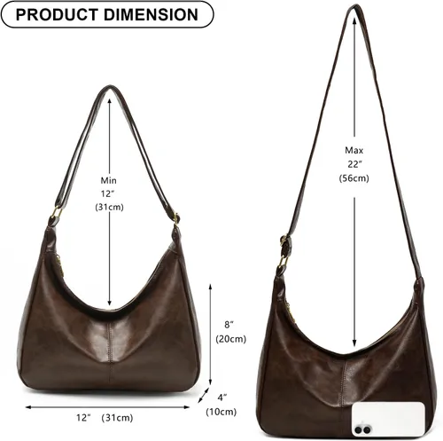 Vista 3 de Bolso de hombro holgado de cuero vegano para mujer, bolsos cruzados suaves a la moda, elegantes bolsos de mano para uso diario
