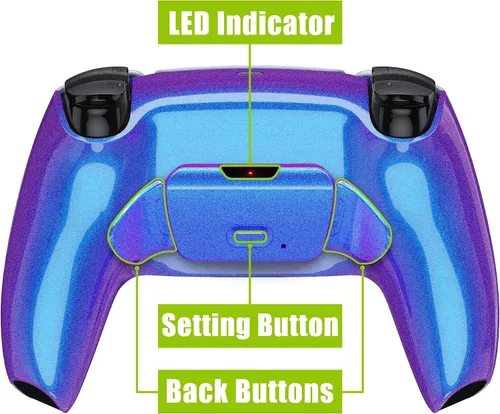 Vista 6 de eXtremeRate Chameleon Purple Blue - Kit de reasignación programable Rise 20 para controlador PS5 tablero de actualización y carcasa trasera