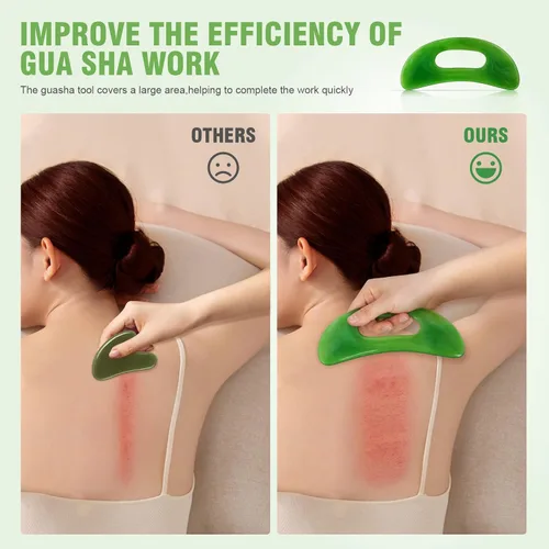 Vista 6 de 2 herramientas grandes de masaje Gua Sha, herramienta de raspado de resina Guasha, raspador de drenaje linfático de mano multifuncional, masajeador