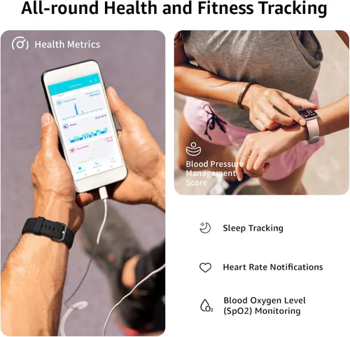 Vista 3 de Reloj inteligente para hombres y mujeres, responder/hacer llamadas, reloj inteligente de 1.85 pulgadas, reloj de fitness con monitor de sueño