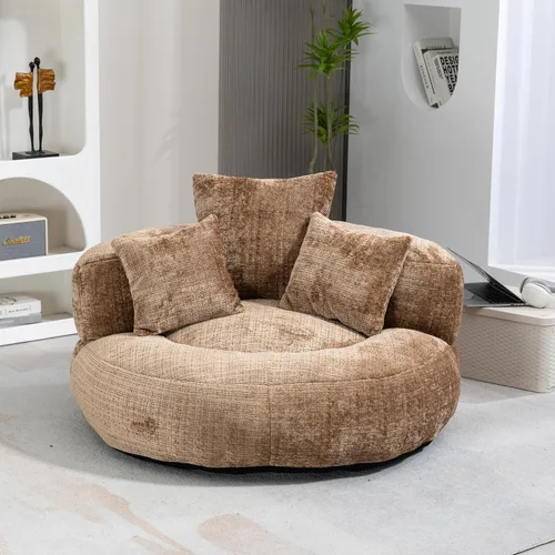 Vista 4 de Sofá sin huesos, sofá de burbujas de gran tamaño, sofá puff de chenilla, silla perezosa para dormitorio y sala de estar, silla individual