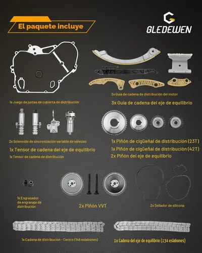 Vista 7 de Kit de cadena de distribución 2.4 L, compatible con 2009-2017 Chevy Captiva Equinox HHR Impala Malibu/GMC Terrain/Buick Lacrosse Regal Engine 2.4L