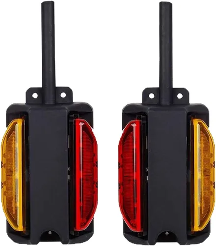 Vista 6 de NEW SUN Kit de Luces LED para Guardabarros, Precableado de Doble Cara con Pedestal, Ámbar y Rojo Súper Brillantes, RH y LH, Funciona como Luces