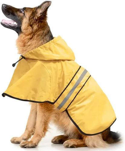 Vista 22 de Impermeables Reflectantes Impermeables para Perros - Chaqueta de Lluvia Ajustable para Cachorros, Chubasqueros Ligeros con Capucha para Perros