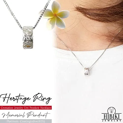 Vista 2 de Collar con colgante de urna de cremación para anillo de patrimonio conmemorativo, plata hawaiana, joyería de cenizas 925, Plata, no conocido