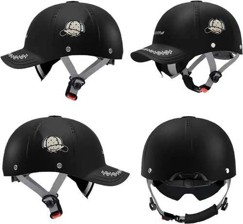 Vista 2 de Casco retro novedoso y genial, gorra de béisbol alemana vintage para motocicleta, casco de cara abierta, para adultos, mujeres y hombres, ciclismo