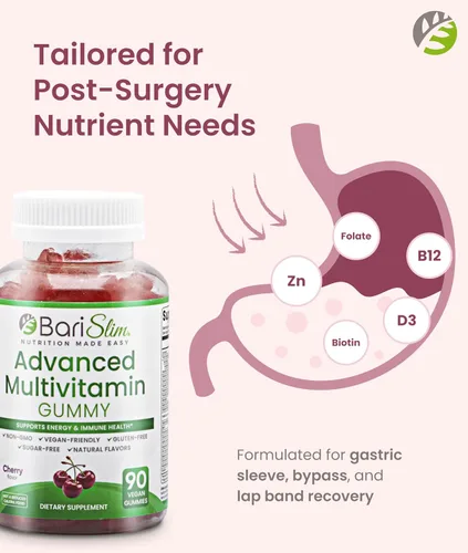 Vista 3 de BariSlim Gomitas multivitamínicas bariátricas avanzadas, vitaminas bariátricas especialmente formuladas para pacientes después de una cirugía