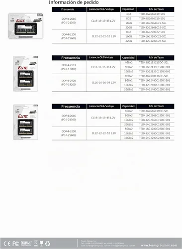 Vista 6 de TEAMGROUP Elite DDR4 16GB Single 2666MHz PC4-21300 CL19 SODIMM 260-Pin Módulo de memoria portátil Ram - TED416G2666C19-S01 Canal único