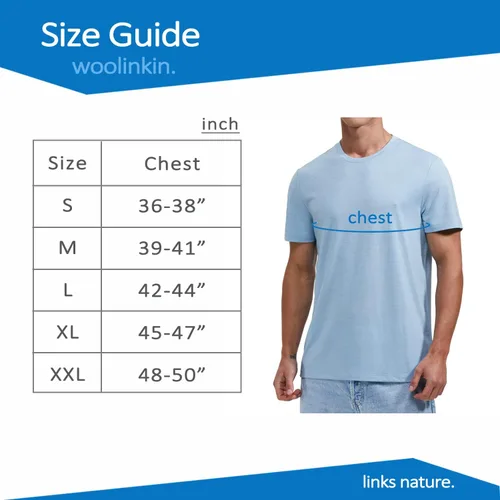 Vista 2 de Woolinkin Camiseta de mezcla Coolmax de lana merina, capa base de lana de manga corta duradera, 150 % ligera