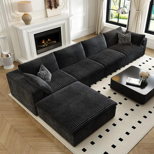 Vista 42 de LoveSeat Cloud Couch Sofá Seccional Modular para Sala de Estar, Sofá Moderno con Asiento Profundo, Sofá de 2 Plazas Sin Huesos con Otomana, Cómodos