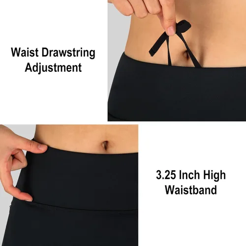 Vista 4 de ANIVIVO Falda de 24 pulgadas hasta la rodilla para mujer con leggings capri, leggings largos deportivos casuales con falda con bolsillos