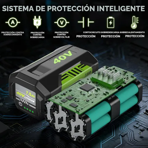Vista 6 de Paquete de 1 repuesto actualizado a 7.5Ah para batería Ryobi de 40 V