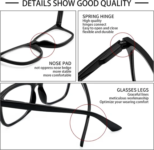 Vista 3 de Paquete de 5 lentes de lectura con bloqueo de luz azul, lectores de bisagra de resorte para mujeres y hombres, anteojos nerd con filtro anti rayos UV