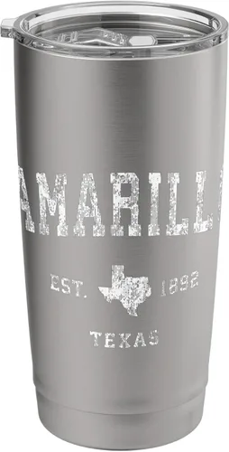 Vista 8 de Amarillo Texas TX - Vaso aislado de acero inoxidable con diseño deportivo vintage