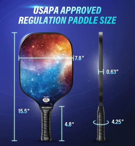 Vista 2 de Hicober Juego de 2 palas de pickleball aprobadas por USAPA con 6 bolas, paletas de superficie de fibra de vidrio para hombres y mujeres, mezcla