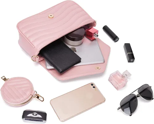 Vista 4 de Bolsos cruzados acolchados pequeños para mujer, elegantes bolsos de diseñador y bolsos con monedero, incluyendo bolsa de 2 tamaños, S