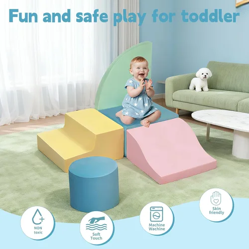 Vista 4 de MIND&ACTION 5 piezas de juguetes de escalada para niños pequeños en interiores, bloques de escalada de espuma para niños pequeños de 1 a 3 años