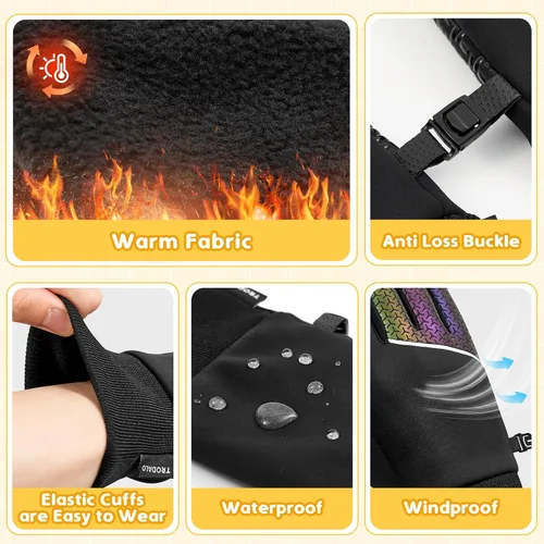 Vista 4 de Guantes cálidos de invierno para niños y niñas, para pantalla táctil, antideslizantes, para clima frío, guantes de ciclismo para deportes al aire