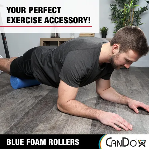 Vista 3 de CanDo Rodillos de espuma PE azules para fitness, ejercicio y restauración muscular, terapia de masaje, recuperación deportiva y terapia física