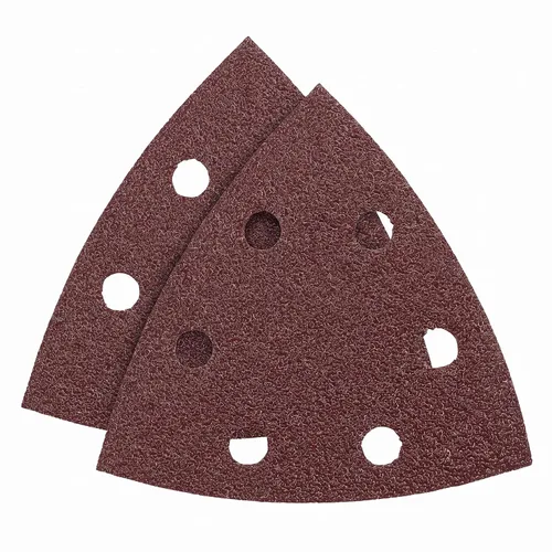 Vista 3 de BOSCH SDTR040 Triángulo de detalle, hoja de lijado de gancho y bucle, rojo, grano 40, paquete de 5