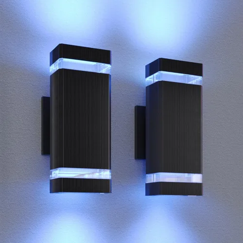 Vista 11 de rosykite Iluminación LED que cambia de color RGB doble hacia arriba y hacia abajo, luz de pared al aire libre, 12 W, 1200 lm, temperatura blanca