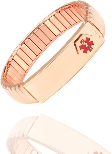 Vista 15 de Pulsera de alerta médica para hombres y mujeres, pulsera de identificación médica ajustable ajustable de acero inoxidable para diabetes, alergias