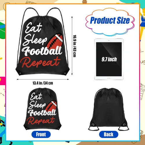 Vista 2 de Windyun 16 unidades de mochila con cordón de bola a granel, bolsas de cuerda ligeras para dibujar bolsas de cincha con cordón, Fútbol, Fútbol