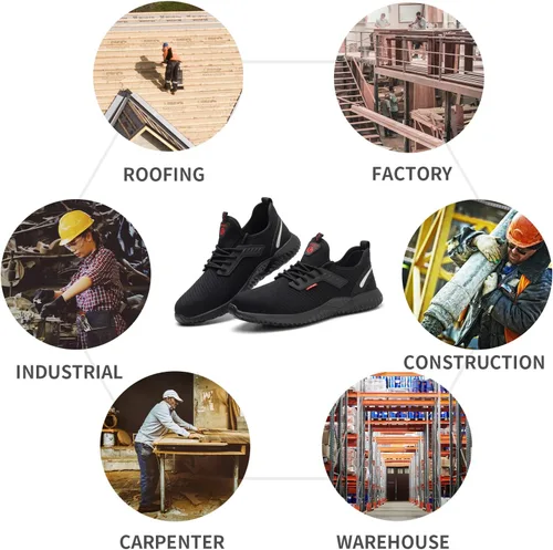 Vista 6 de ulogu Zapatos de punta de acero impermeables para hombres y mujeres, ligeros, cómodos, a prueba de pinchazos, seguridad para el trabajo