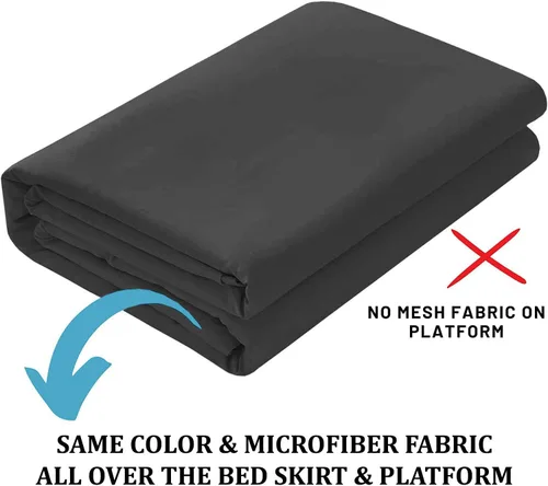 Vista 5 de SKY BEDDINGS - Falda de cama con volantes con esquinas divididas tamaño Twin con caída de 12 pulgadas, falda de cama con volantes antipolvo con Gris