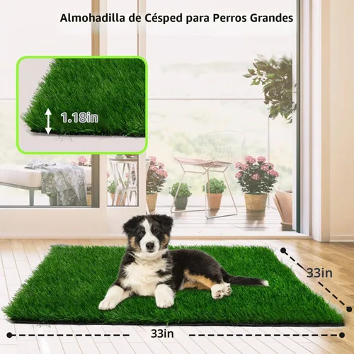 Vista 2 de Almohadilla de hierba para perros 33 x 33 pulgadas, hierba suave y realista de fuerte absorbencia para el entrenamiento de mascotas, fácil