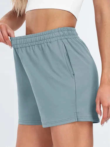 Vista 22 de AUTOMET Pantalones cortos deportivos para mujer, estilo casual, con cordón, cómodos, elásticos, de cintura alta, con bolsillos