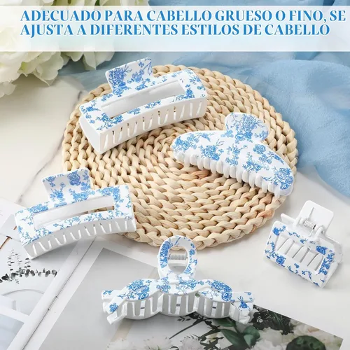 Vista 4 de Zeyune 5 piezas de pinza de pelo floral azul grande algo azul antes