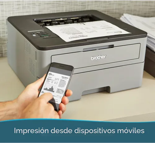 Vista 2 de Impresora láser compacta monocromática Brother, HL-L2350DW, impresión inalámbrica, impresión dúplex a dos caras, incluye prueba de suscripción