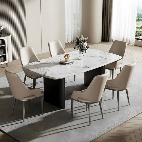 Vista 4 de Juego de 2 sillas de comedor modernas, sillas de metal con costuras y patas de metal, sillas de cocina modernas tapizadas de piel sintética, silla