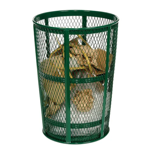 Vista 4 de Global Industrial Contenedor de basura de metal para exteriores, 48 galones, verde