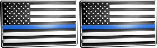 Vista 6 de 5" x 3" Black American Flag Emblem for Cars Negro