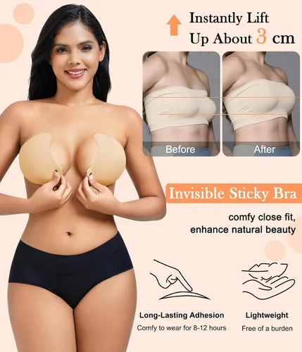 Vista 2 de CYDREAM Sujetador sin tirantes adhesivo adhesivo para mujeres de pecho completo, brasier de silicona invisible push up talla grande para vestido sin