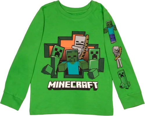 Vista 4 de Minecraft Characters - Camiseta de manga larga para niños, paquete de 2 unidades para niños y niños pequeños