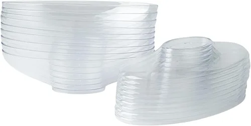 Vista 20 de Restaurantware Vasos de delicatessen de 5.5 onzas, 100 vasos ovalados de plástico para frutas, con tapas, vasos desechables de plástico transparente